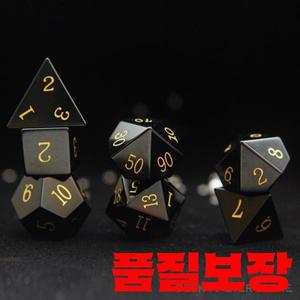검은 흑요석 주사위 다면체 보석 다양한 모양 D&D TRPG 탁상용 게임 위한 디지털 D20
