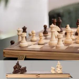 클래식체스판 대형 우드 게임 세트 접이식 원목 선물 휴대용 보드 조각 서랍형 체커