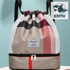 체크 패턴 보관용 배낭 수영장 헬스장 운동 신발수납가방 신발주머니가방 복조리백팩