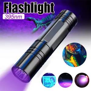 휴대용 LED UV 자외선 손전등 블랙라이트 395NM 미니 토치 플래시 램프 애완동물 소변 얼룩 검은빛 손전등