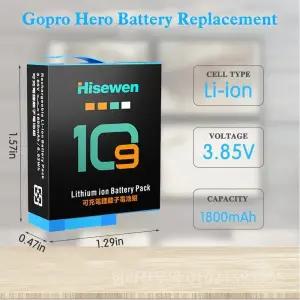 GoPro 11 10 9용 리튬 이온 배터리 팩 카메라 Hero9 12 충전식 보관