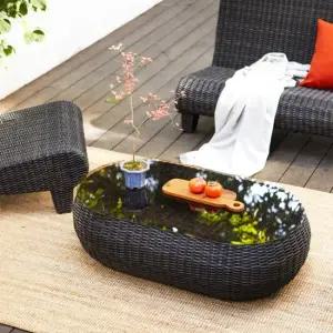 스마랑 야외 라탄테이블_루프탑 강화유리포함) 테라스 루프탑 펜션.리조트.호텔테이블 정원테이블 국내배송
