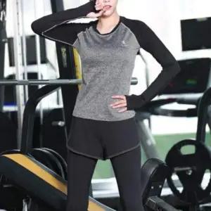 [골드스마일]여성 긴팔 운동 상의 배색 레깅스 없이 착용가능 스포츠웨어