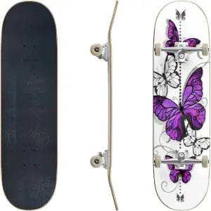 보라색 핑크 나비 모포와 흰색 나비의 스케이트보드 구성 클래식 오목 멋진 물건 10대 선물 초보자와