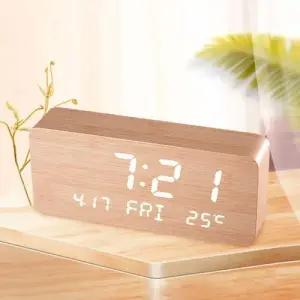 LED 우드 탁상시계 온도 날짜 밝기조절 기능 탑재 WFLH9LR