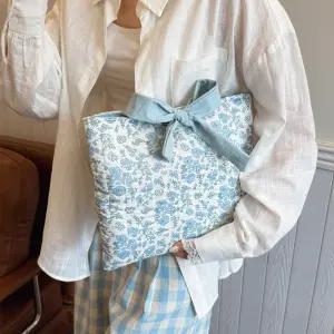 쇼미 여성 스몰 플라워 패브릭 퀼팅 파우치