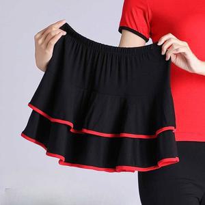 댄스복 치마 빅사이즈 2단 웨이스트 탱고 하이 삼바 벨리 무대의상 티셔츠
