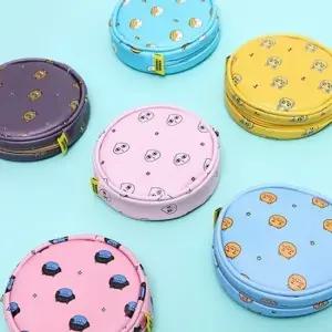 패턴 원형 동전지갑 부드러운 손지갑 슬림 지폐포켓 미니지갑 미니동전지갑