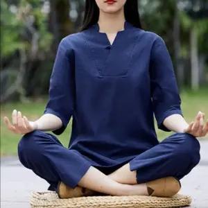 명상복 요가복 수련복 린넨 전통 법복 세트 기도복