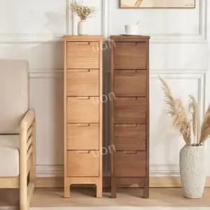 원목서랍장 25cm 슬림 틈새수납장 침실 5단서랍장