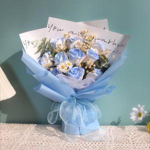 졸업꽃다발 장미 비누 꽃 부케 인공 웨딩 어머니의 날 선물 포장 가방 포함 졸업 발렌타인