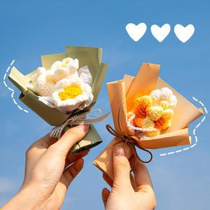 졸업꽃다발 미니 니트 꽃 부케 어머니의 날 짠 손으로 크로셰 웨딩 파티 장식