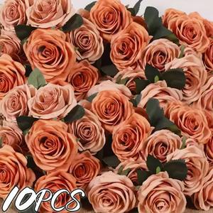 졸업꽃다발 인공 장미 꽃 실크 긴 줄기 부케 블랙 블루 DIY 웨딩 홈 파티 장식 1 개 10