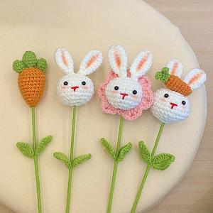 졸업꽃다발 크로셰 돼지 토끼 꽃 수제 부케 용품 방 장식 결혼식 하객 선물 크리스마스 홈 데코 1pc