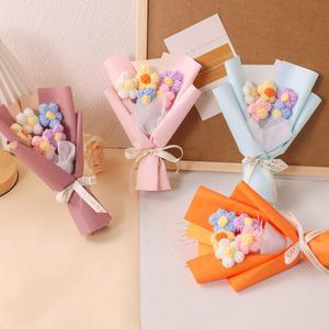 졸업꽃다발 미니 부케 니트 모직 꽃 DIY 수제 짠 생일 발렌타인 데이 선물 홈 데코