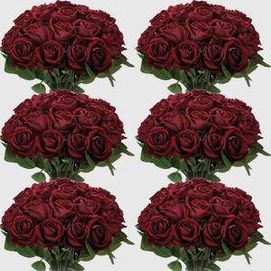 졸업꽃다발 인공 장미 꽃 벨벳 꽃다발 홈 웨딩 장식 50