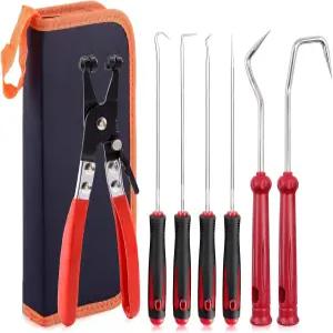 플랫밴드 호스 클램프 플라이어와 6개의 제거 후크가 포함된 Rustark 7개 플라이어 세트 자동 수리 도구 및