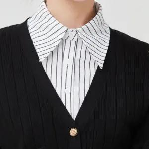 니트 맨투맨 카라 가디건 후드 셔츠 패션 티 레이어드 패턴 소품 줄무늬 페이크 세련된 세로줄