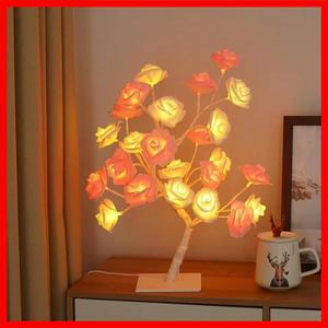 24 LED 장미 램프 결혼식을위한 장미 빛 나무 테이블 탑 장식 어머니의 날 발렌타인 데이 장식 소녀 엄마를