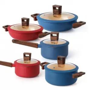 신혼 가정 인덕션 겸용 파란 빨간 냄비5종 라면전용 면삶는