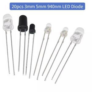 20개세트 - 3mm 및 5mm 940nm 적외선 LED IR 수신기 키트 원격 제어  호환리케이션용