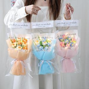 졸업꽃다발 수제 뜨개꽃 부케 인공 꽃 완성 생일 결혼식 어머니날 선물 신상