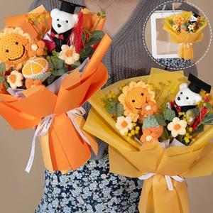 졸업꽃다발 졸업식 수제 해바라기 꽃 부케 크로셰 결혼식 생일 장식