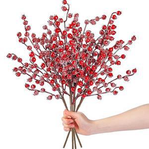 졸업꽃다발 크리스마스 장식 화이트 스노우 베리 줄기 인공 꽃다발 트리 홈 2025 액세서리 60cm