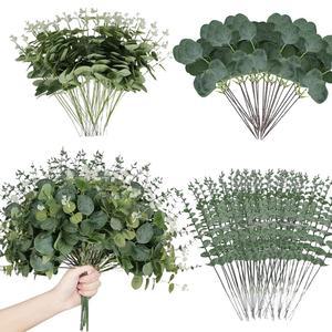 졸업꽃다발 혼합 인공 유칼립투스 잎 줄기 대량 인조 DIY 부케 꽃꽂이 웨딩 홈 장식 3 종 120