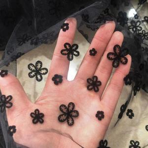 방수원단 블랙 플록 플라워 얇은 명주 그물 레이스 원단 웨딩 드레스 장식 바느질 재료 공급