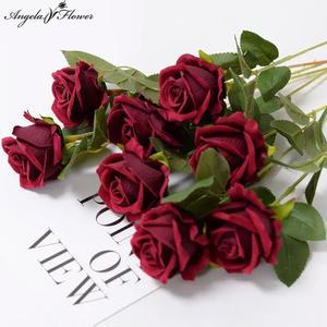 졸업꽃다발 플란넬 핸드 필 진주 장미 인공 꽃 신부 부케 웨딩 꽃꽂이 홈 발렌타인 데이 선물 3