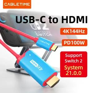 CABLETIME 4K144Hz 타입 C to HDMI 케이블 어댑터 PD 100W USB C to HDMI 케이블 어댑터 완벽한 스위치 2/1