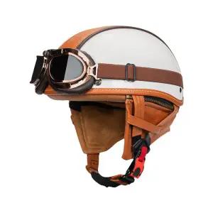 레트로 컬러블록 오토바이 헬멧 4계절용 탈부착 귀덮개