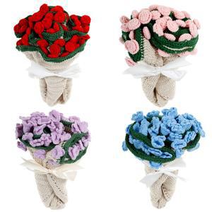 꽃다발담요 꽃다발 담요 손으로 장미 공예 부드러운 크로 뜨개질 소파 DIY 여행 인테리어를위한 수제