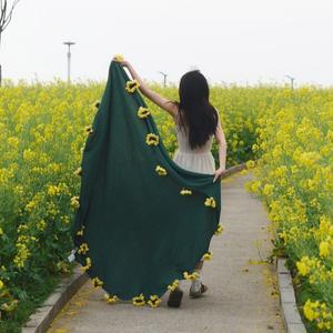 꽃다발담요 크로 뜨개질 장미 해바라기 꽃다발 담요 완료 DIY 공예 패션 인공 니트