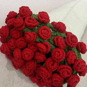 꽃다발담요 대형 빨간 장미 꽃다발 담요 수제 뜨개질 크로 발렌타인 데이 선물 장식 담요를 던져