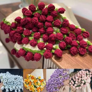 꽃다발담요 크로 뜨개질 꽃다발 담요 DIY 로즈 수제 재료 패키지 모직 공예 키트 인공 장식 선물