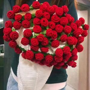 꽃다발담요 대형 빨간 장미 꽃다발 담요 수제 뜨개질 크로 발렌타인 데이 선물 장식을위한 담요를 던져