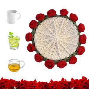 꽃다발담요 장미 꽃다발 코스터 DIY 수제 재료 키트 완성된 크로셰 플레이스매트 받침 데스크 탁상용