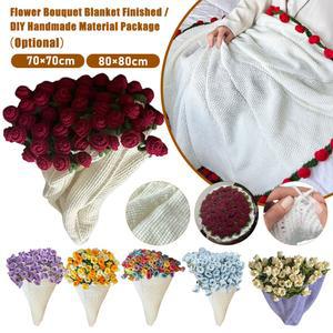 꽃다발담요 새로운 DIY 장미 꽃다발 담요 70cm 80cm 수제 크로 뜨개질 재료 패키지 키트 선물