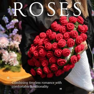 꽃다발담요 장미 꽃다발 담요 수제 니트 뜨개질 장식 소파 피크닉 캠핑을위한 던져