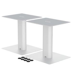 Suptek 9.4 x 8.2 데스크탑 스피커 스탠드 u2013 책장 및 스피커용 쌍 10인치 높이 스튜디오 모니터, PC, 게임 홈 오디오용 견고한 베이스, 화이트, SDM003