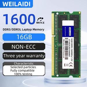DDR3 16GB 1600MHZ 노트북 RAM 메모리 PC3L-12800 SODIMM 1.35V CL11 2Rx8 204핀 비-ECC 버퍼링되지 않은