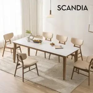 멜리토 포세린 통세라믹 6인용 원목 2000 식탁세트 의자6)