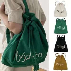 데인 여성 레트로 드로 스트링 자수 백팩 가방