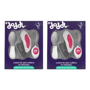 도들 유아 식기 3P 자기주도 이유식 세트 마젠타 X2