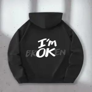 새로운 트렌디 레터 패턴 디자인, 캥거루 포켓 패션 패턴, 앞뒤 프린트 남성용 편안한 데일리 캐주얼 후드 스웨트셔츠, 플러스 사이즈