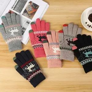 방한장갑 스마트폰터치장갑 사슴무늬 겨울 니트장갑