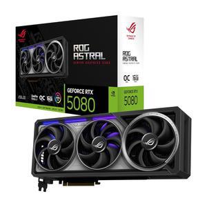 ROG Astral GeForce RTX 5080 OC 에디션 게이밍 그래픽 카드 PCIe 5 0 16GB DR7 HD /DP 2 1 3 8 슬롯 4 팬 디자인 축류 기술 받은 베이퍼 챔버 위상 변경 G 패드