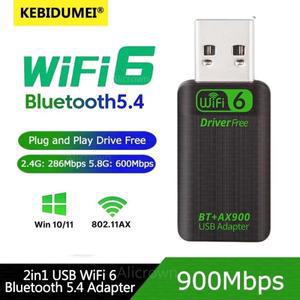 AX900 900Mbps USB WiFi Bluetooth 5.4 어댑터 무선 외부 수신기 동글 PC 노트북 데스크탑 듀얼 밴드 2.45G